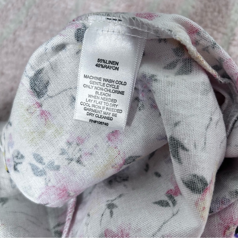 Chadwicks Floral Sleeveless Linen Blend Knee Length Dress Size 1X Summer Cruise - Picture 4 of 12